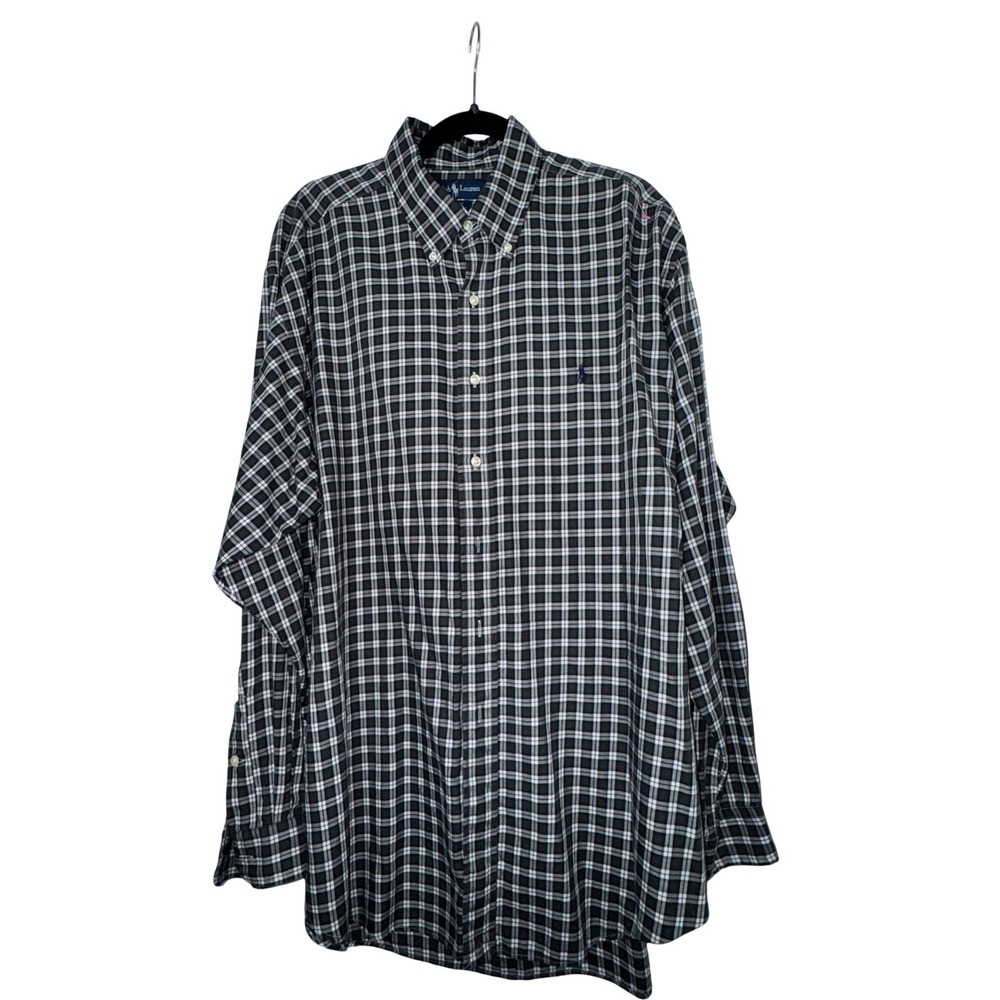 Ralph Lauren Blake Blue Green Plaid Button Down Shirt Mens XL Long Sleeve